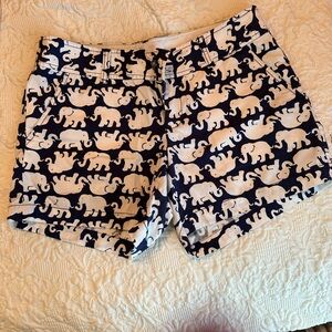 Elephant Print Navy and White Women's Shorts